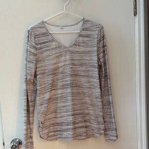 Lole Gray Striped Long Sleeve Top
